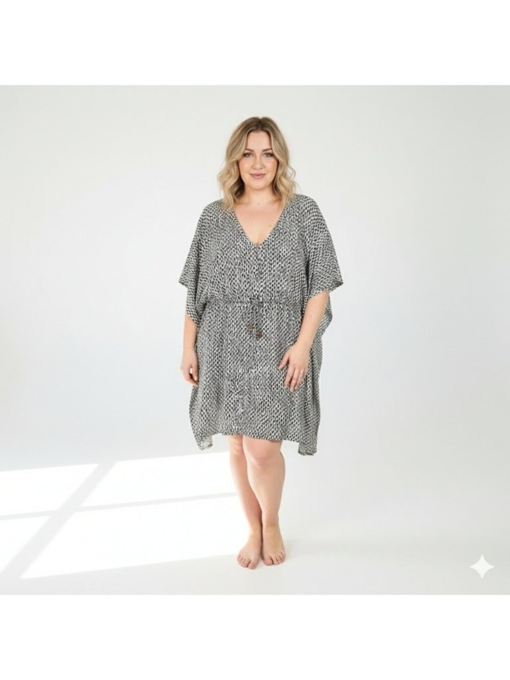 Lands End Swim Cover-up White Kimono Sleeve Beach Vacation Womens Size 0X 14W